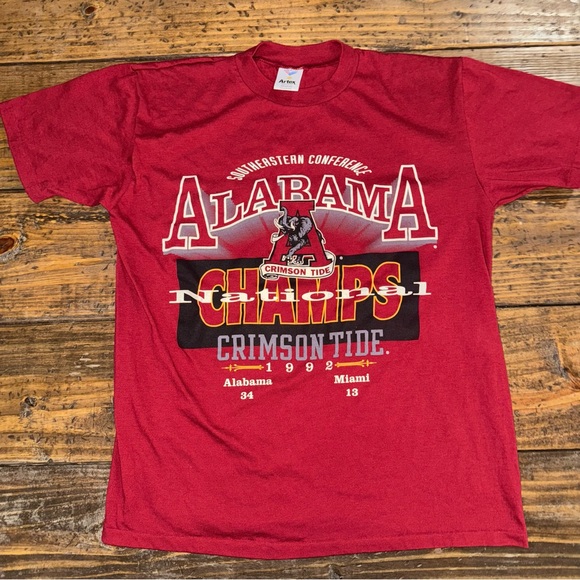 1992 Vintage University of Alabama Crimson Tide National Champs T-Shirt Medium - Picture 1 of 6